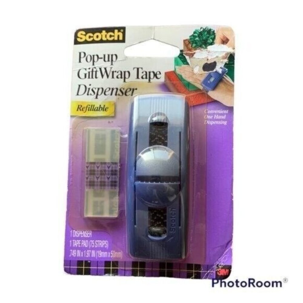 Vintage Scotch Pop-up Gift Wrap Tape Dispenser & Tape Pad w/ 75 Strips